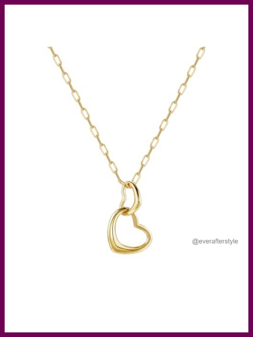 14K Gold Plated Interlocking Heart Pendant Necklace Women Convertible Dainty